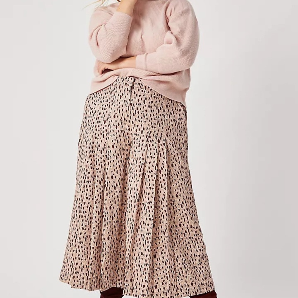 Anthropologie Isobel Pleated‎ Cream Black Patterned Wide Leg Pants Sz S